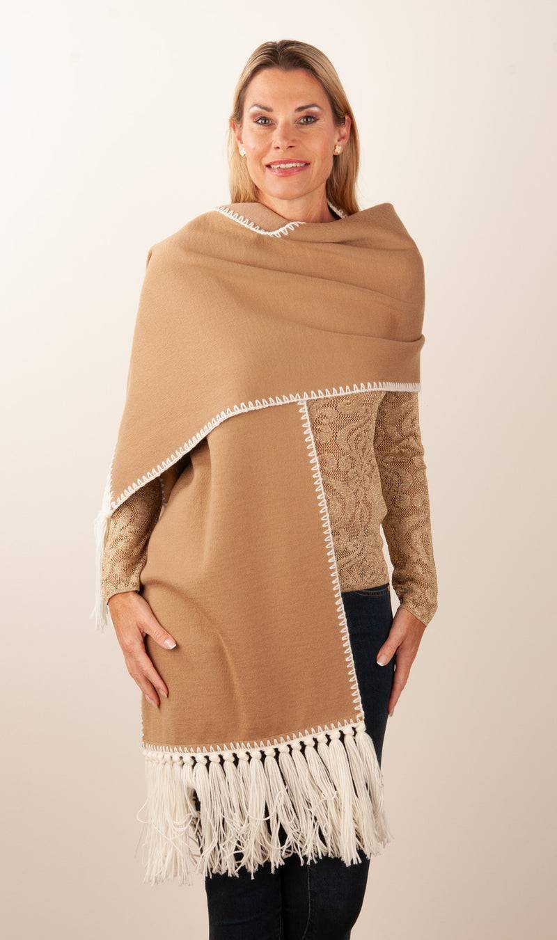 Luisa Spagnoli Schal Camel | Weiß Schlussverkauf