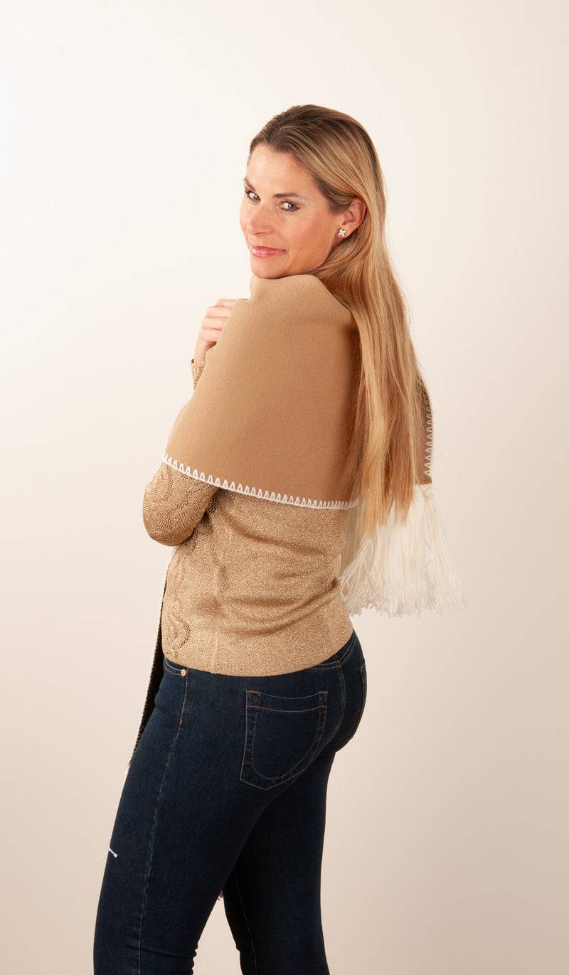 Luisa Spagnoli Schal Camel | Weiß Schlussverkauf