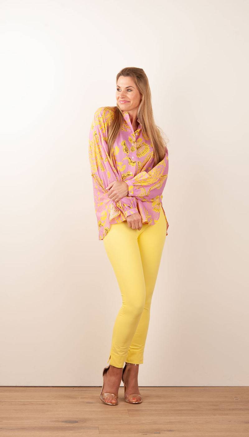 IVI Collection Blusenshirt Rosa | Gelb Lagerräumung