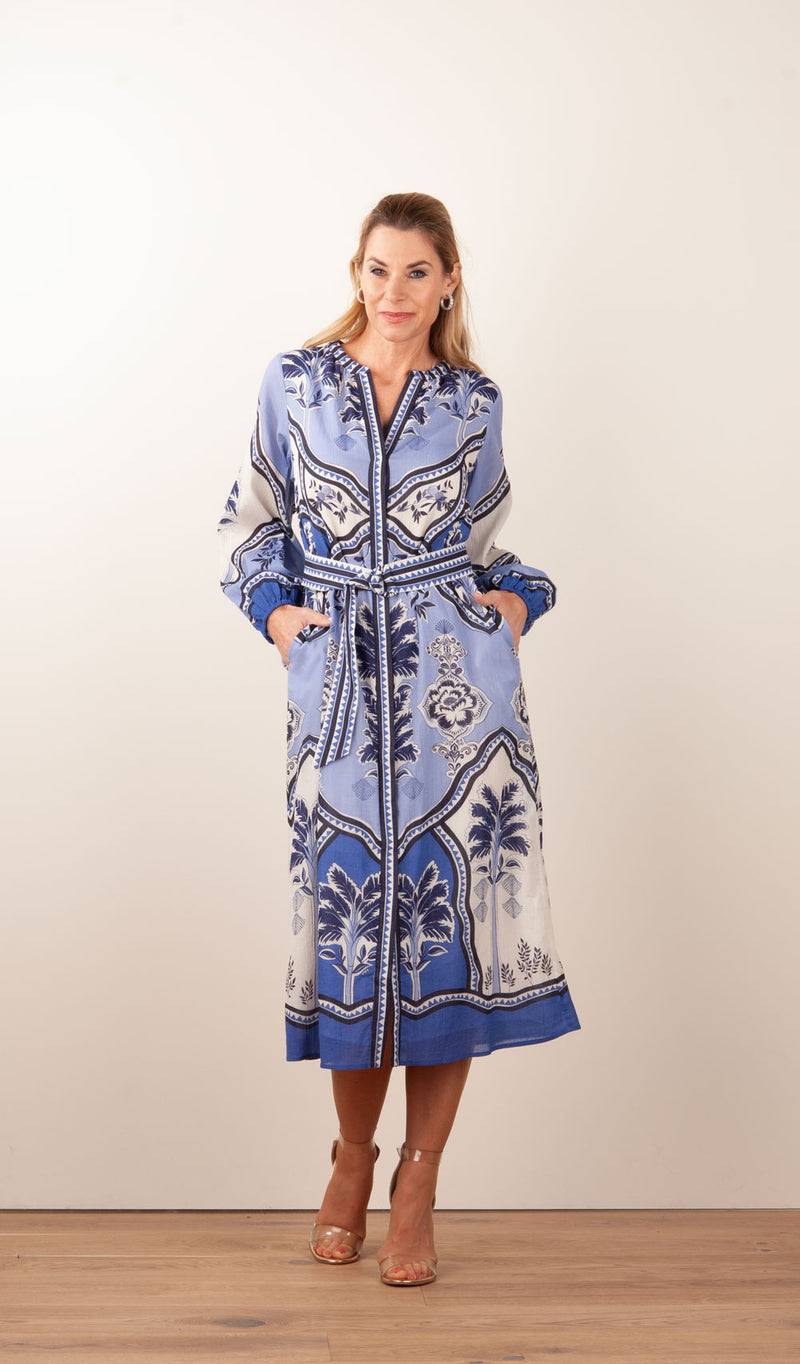 IVI Collection Kleid Creme | Blau Top Angebot