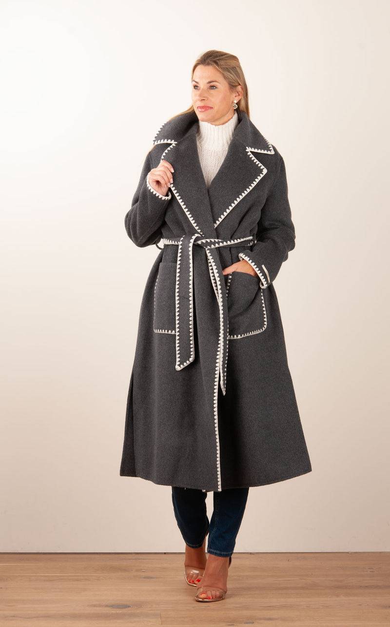 VITTORIA Mantel Anthrazit | Weiß Sonderangebot der Fabrik