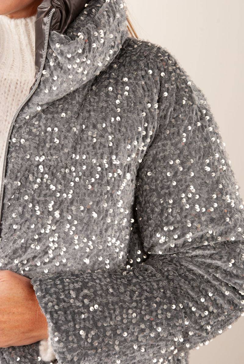 Herno Jacke „Pailletten“ Grau Super Rabatt