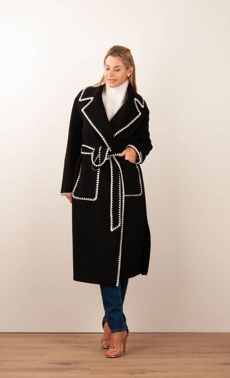 VITTORIA Mantel Schwarz | Weiß Clearance-Verkauf