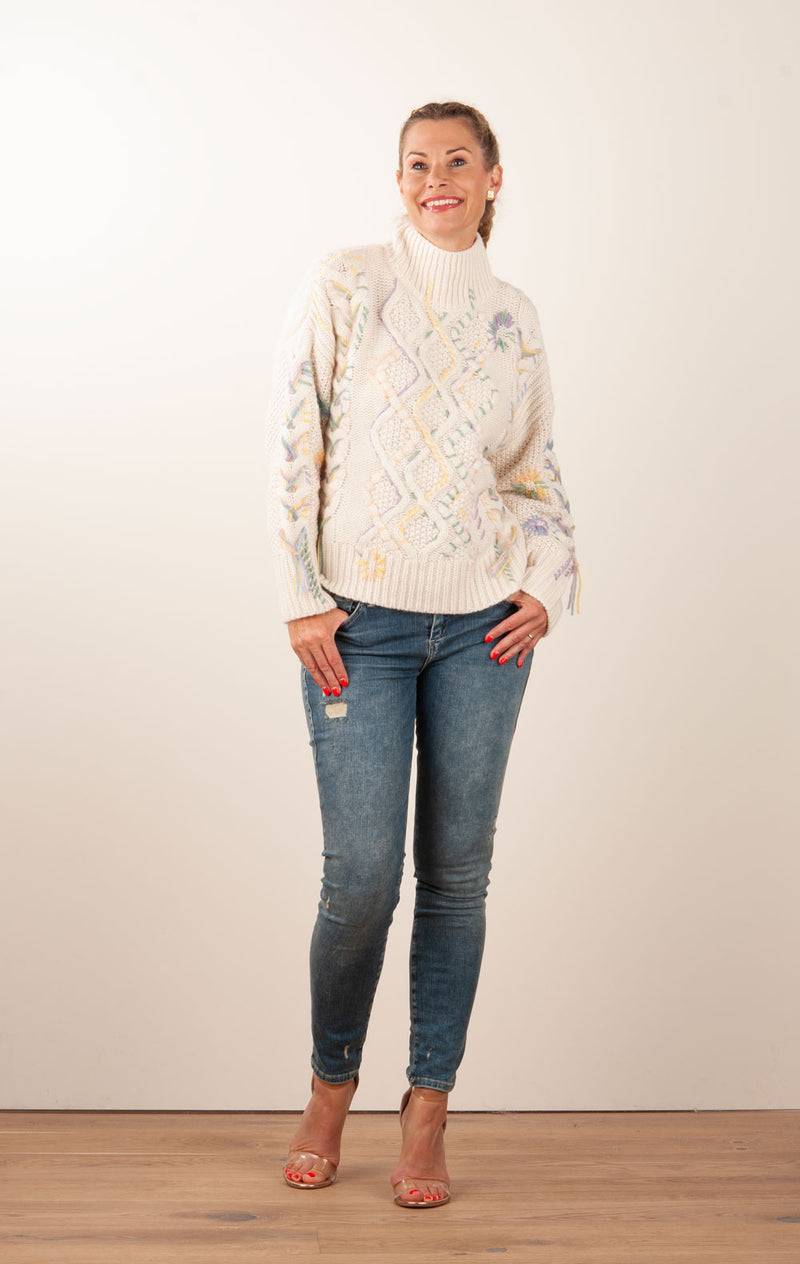 Paschwork Pullover Offwhite | Flieder | Gelb | Puder Schlussverkauf