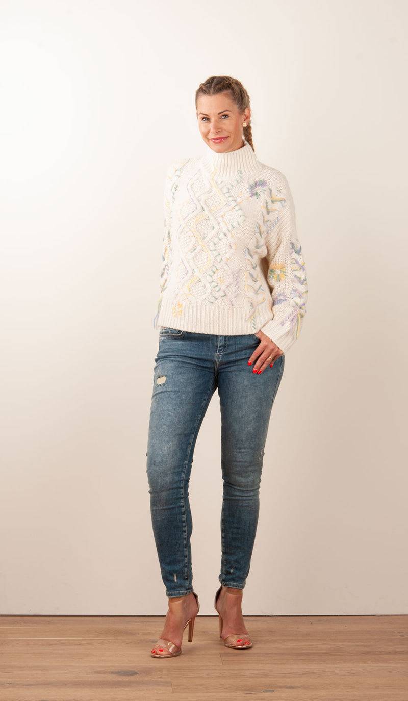 Paschwork Pullover Offwhite | Flieder | Gelb | Puder Schlussverkauf