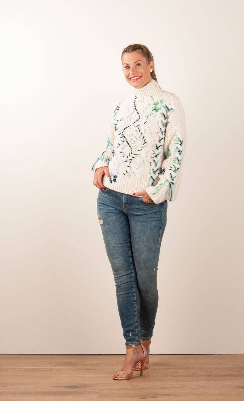 Paschwork Pullover Offwhite | Grün | Flieder Günstiger Verkauf