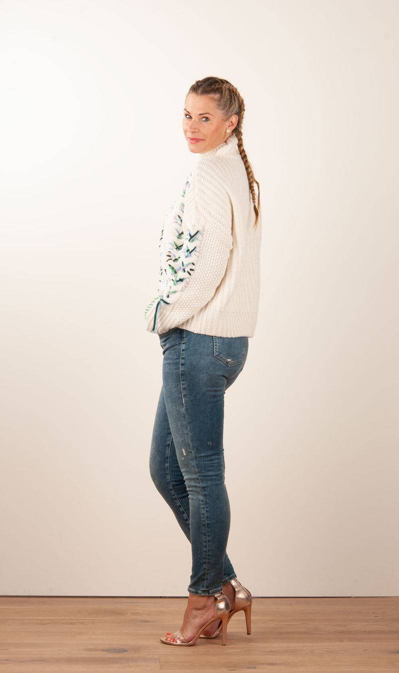 Paschwork Pullover Offwhite | Grün | Flieder Günstiger Verkauf