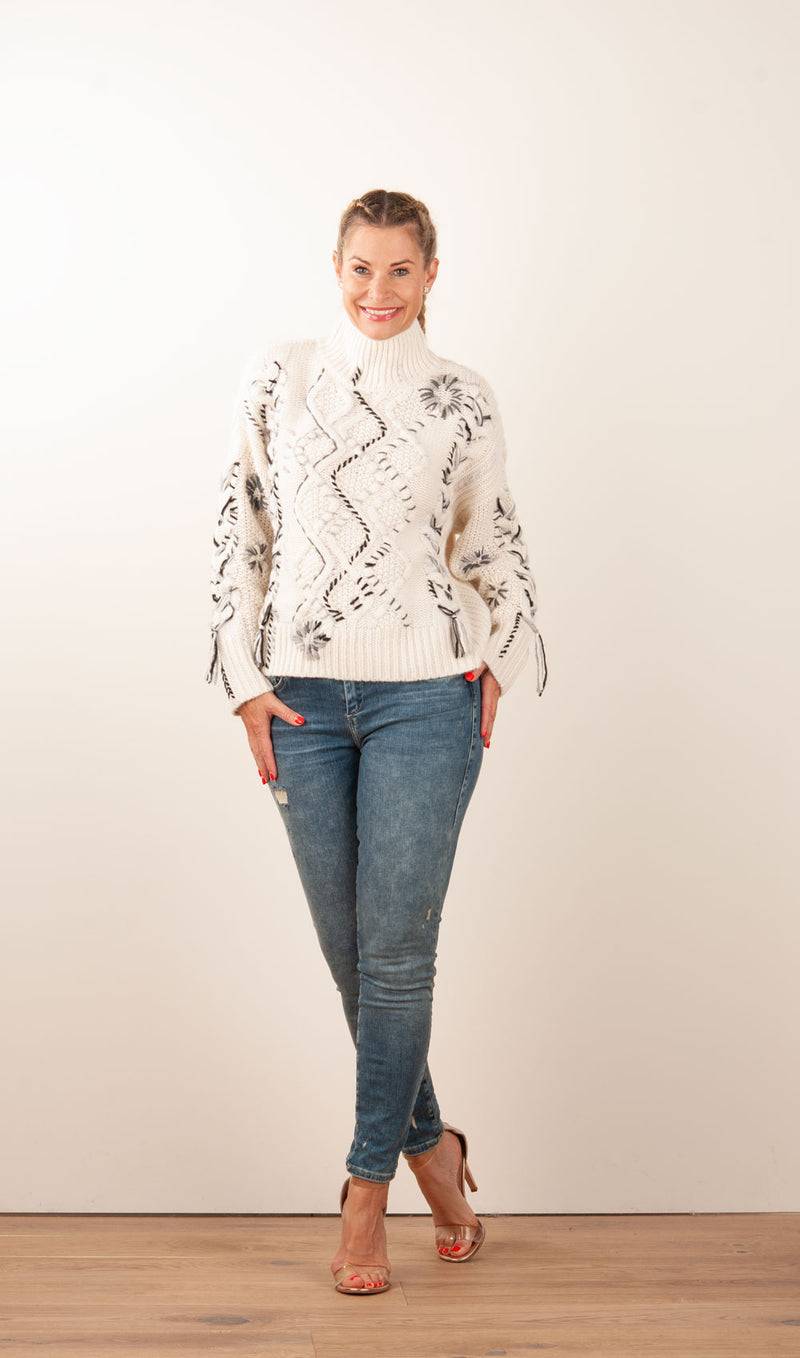 Paschwork Pullover Offwhite | Schwarz | Grau Fabrikverkauf