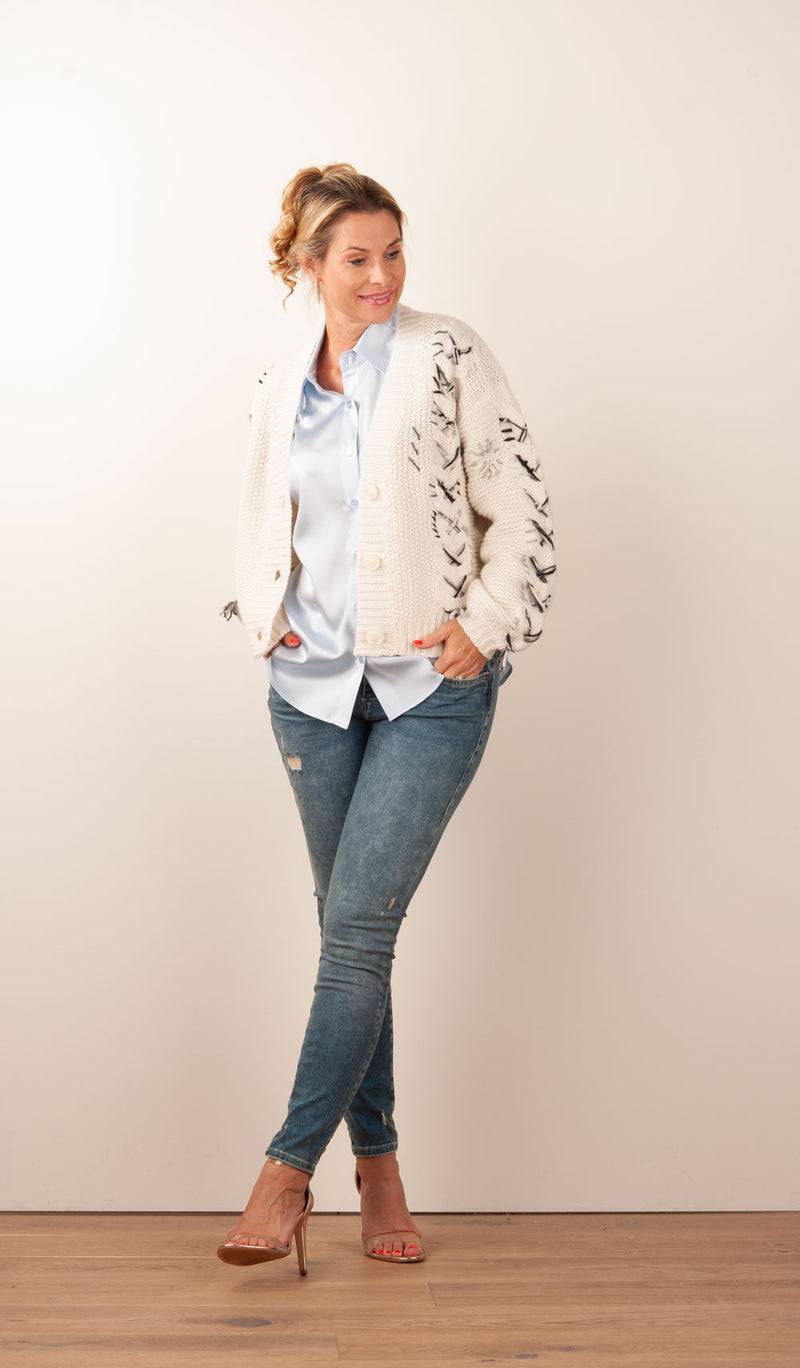 Paschwork Strickjacke Offwhite | Grau | Schwarz Blitzverkäufe
