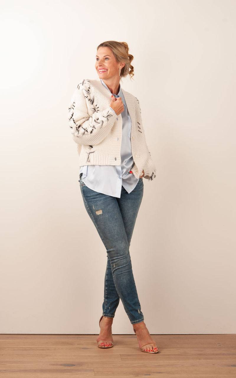 Paschwork Strickjacke Offwhite | Grau | Schwarz Blitzverkäufe