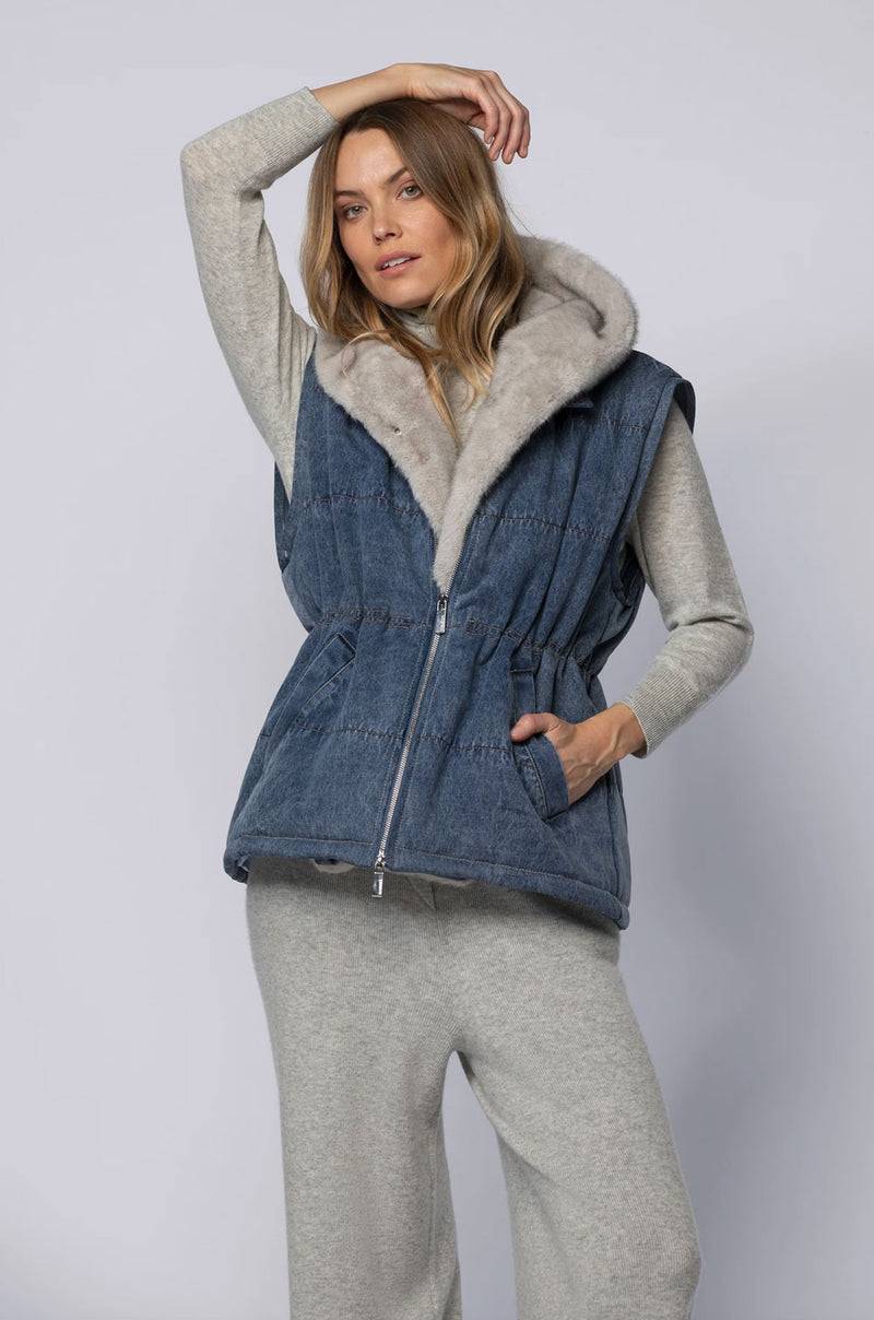 MAX & MOI Jeansjacke Blau | Grau Sonderangebot