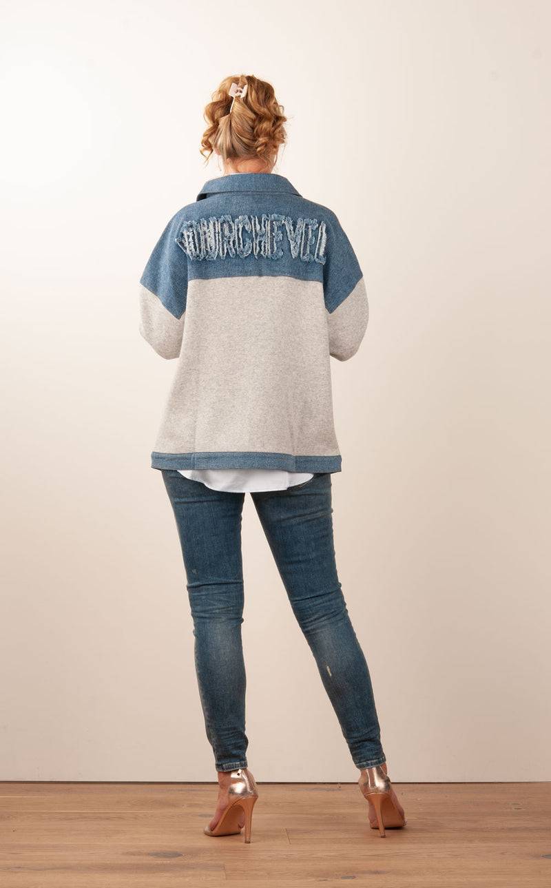MAX & MOI Strickjacke Grau | Jeansblau Rabatt