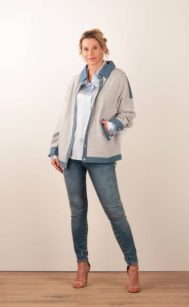 MAX & MOI Strickjacke Grau | Jeansblau Rabatt