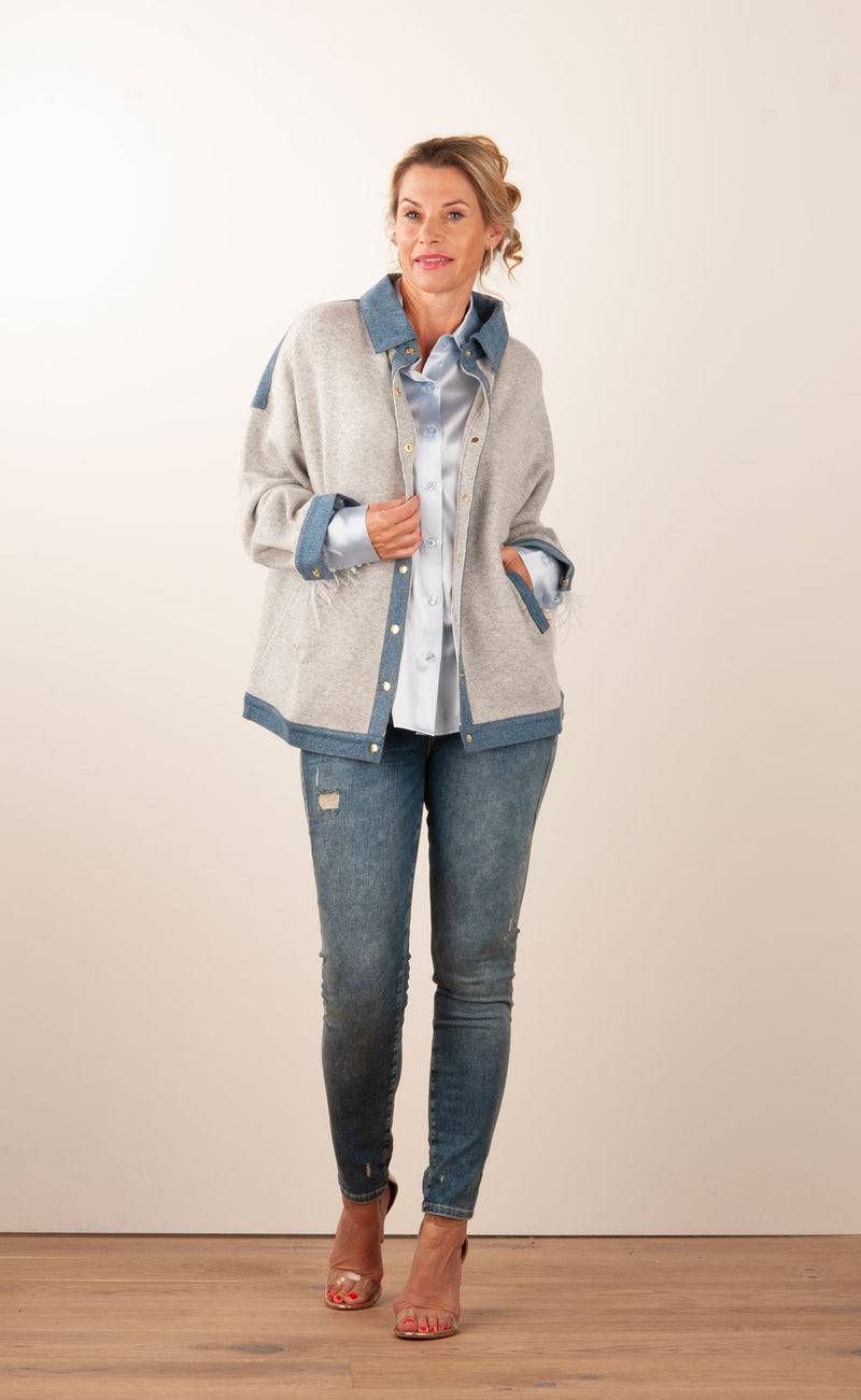 MAX & MOI Strickjacke Grau | Jeansblau Rabatt