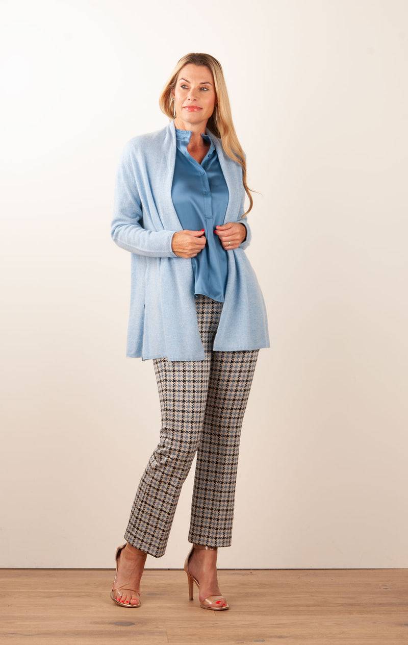 fleur Kaschmir Strickmantel Melange Blau Blitzangebot