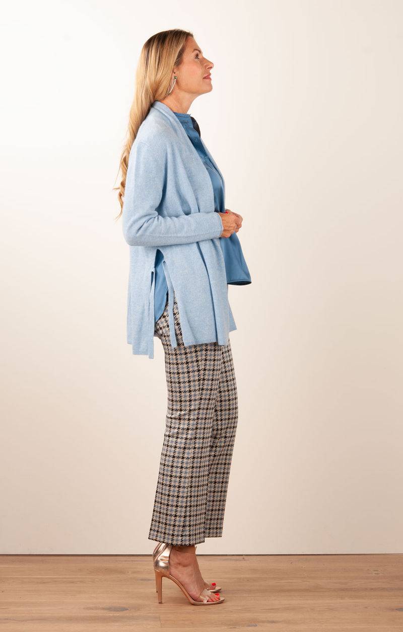 fleur Kaschmir Strickmantel Melange Blau Blitzangebot