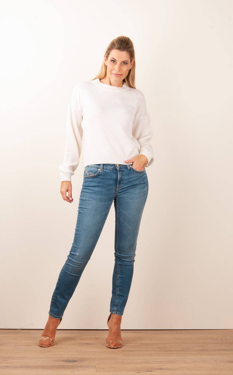 SEM PER LEI. Kaschmir Pullover Offwhite Vierteljährliche Förderung