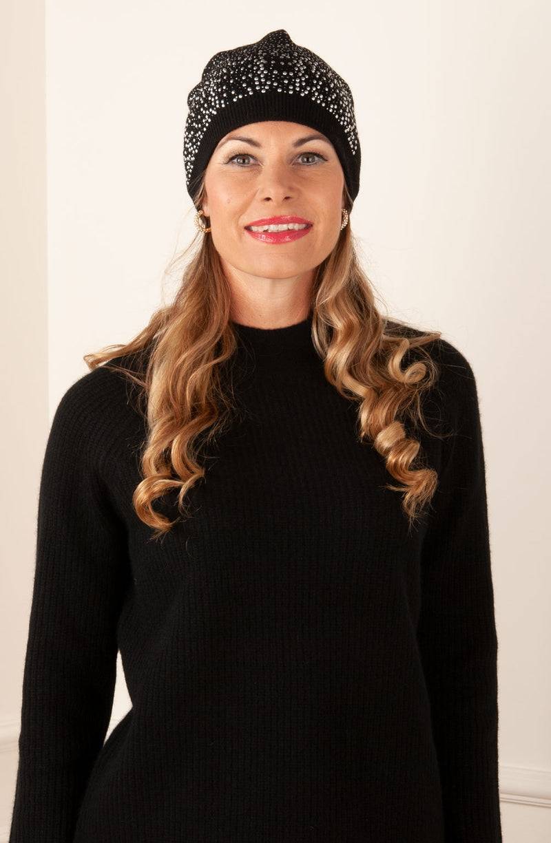 Beanie Winni Mütze „Strass“ Schwarz Tiefpreis