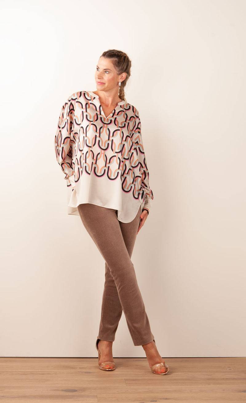 IVI Collection Bluse „Chain“ Beige | Multicolor zollfrei