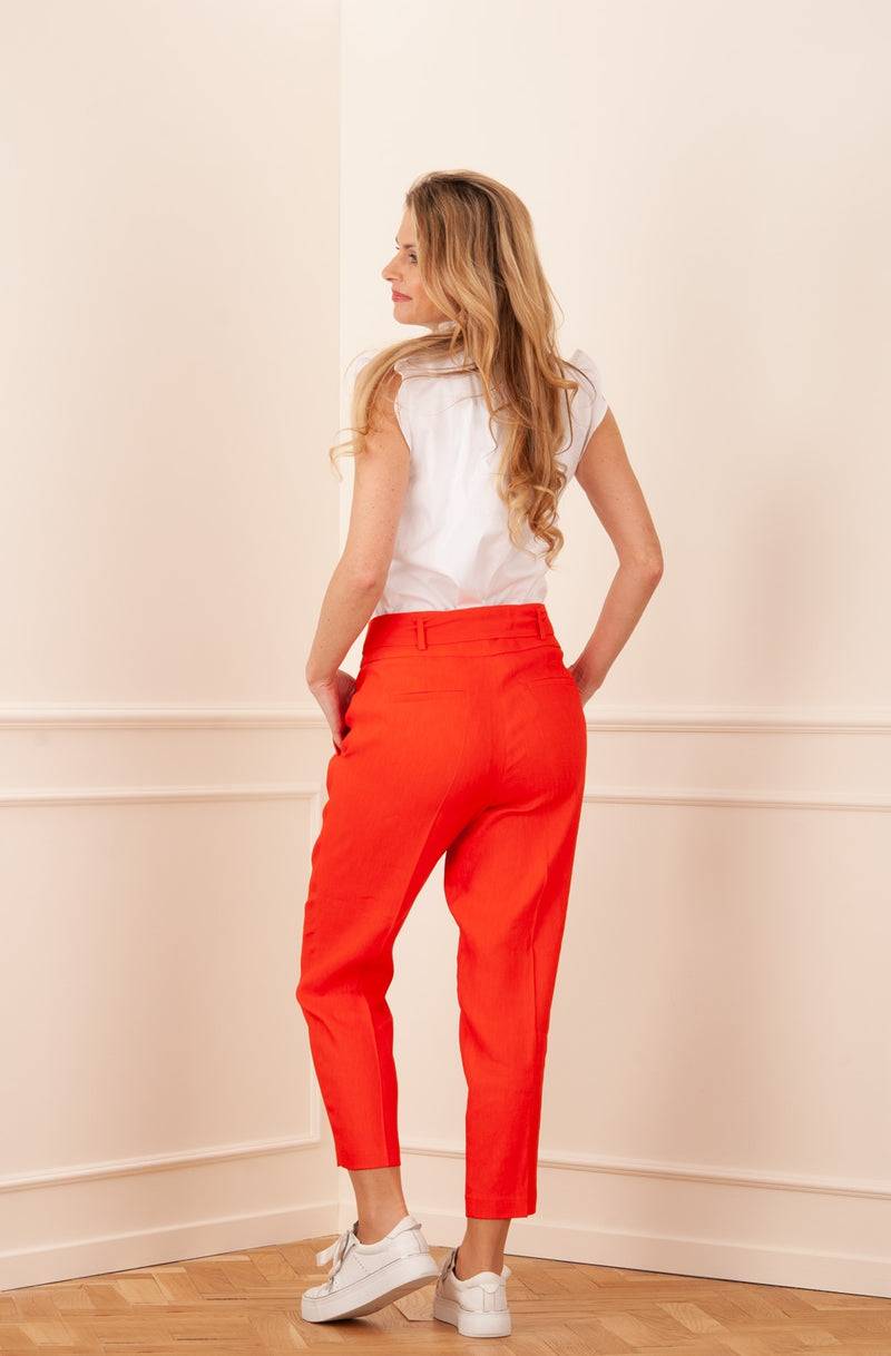 Cambio Leinen Hose „Kristien“ Orangerot Online