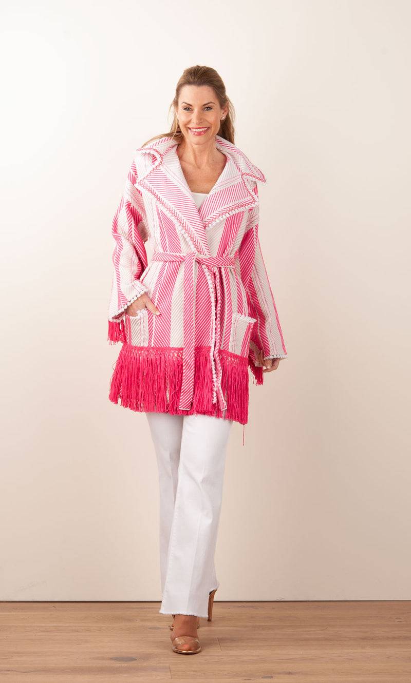 Elisabetta Franchi Mantel „Avorio“ Weiß | Pink | Gold Kostenloser Versand