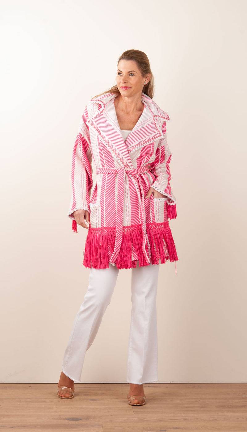 Elisabetta Franchi Mantel „Avorio“ Weiß | Pink | Gold Kostenloser Versand