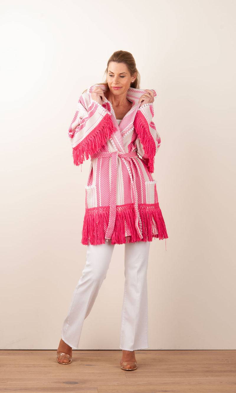 Elisabetta Franchi Mantel „Avorio“ Weiß | Pink | Gold Kostenloser Versand