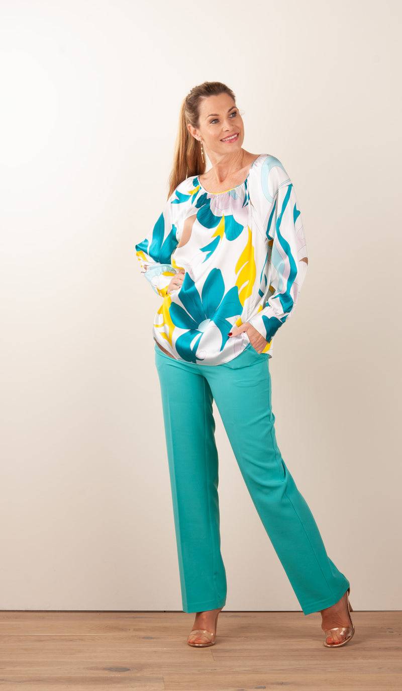 Herzensangelegenheit Seidenbluse Weiß | Multicolor Valentinstagsangebot