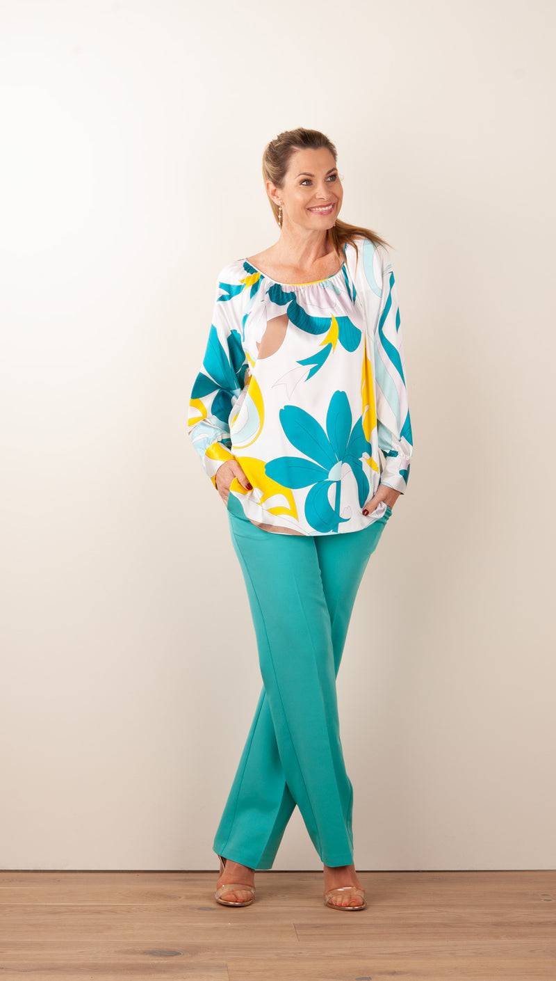 Herzensangelegenheit Seidenbluse Weiß | Multicolor Valentinstagsangebot