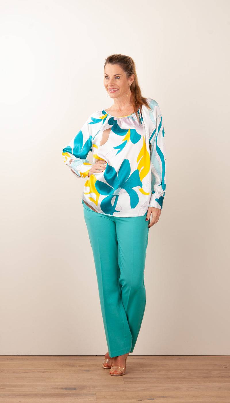 Herzensangelegenheit Seidenbluse Weiß | Multicolor Valentinstagsangebot