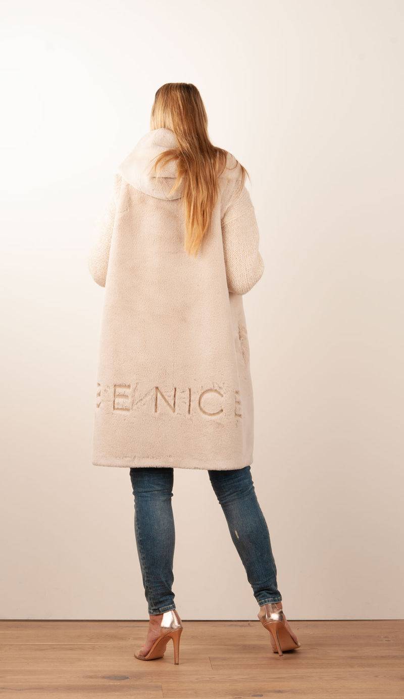 Glox Fake-Fur-Mantel/Weste Beige 50% Rabatt mit kostenlosem Versand