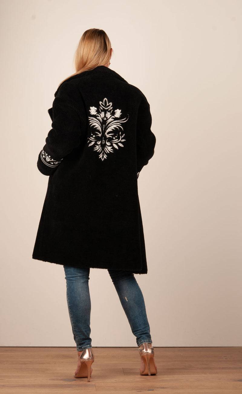 Glox Fake-Fur-Mantel Schwarz Clearance-Verkauf