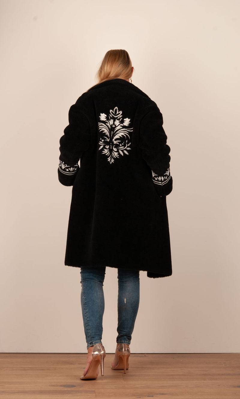 Glox Fake-Fur-Mantel Schwarz Clearance-Verkauf