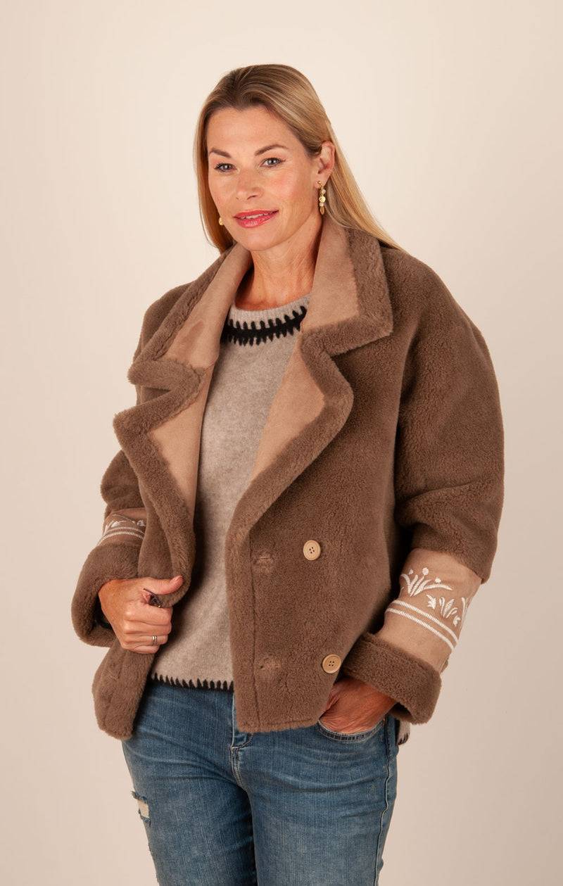 Glox Fake-Fur-Jacke Cookie Kostenloser Versand international