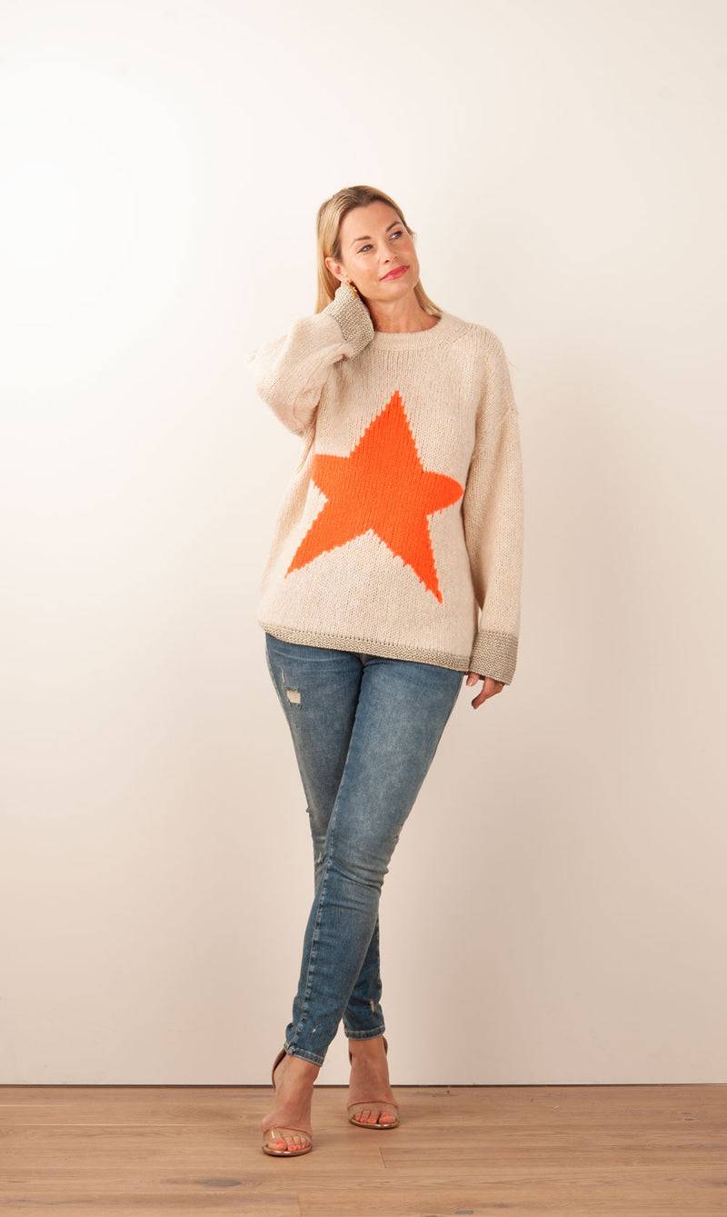 Grace Pullover Beige | Orange Fabrikladen