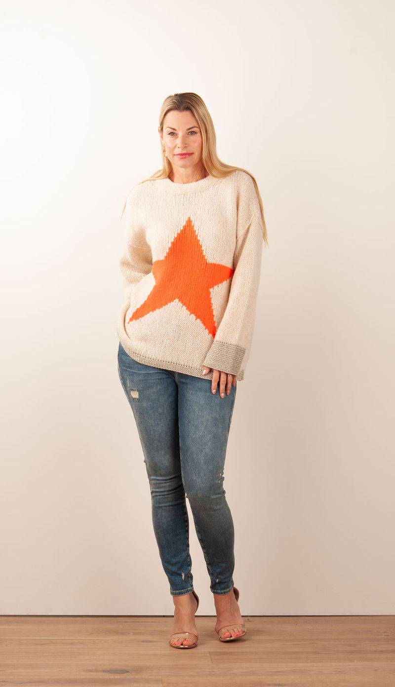 Grace Pullover Beige | Orange Fabrikladen