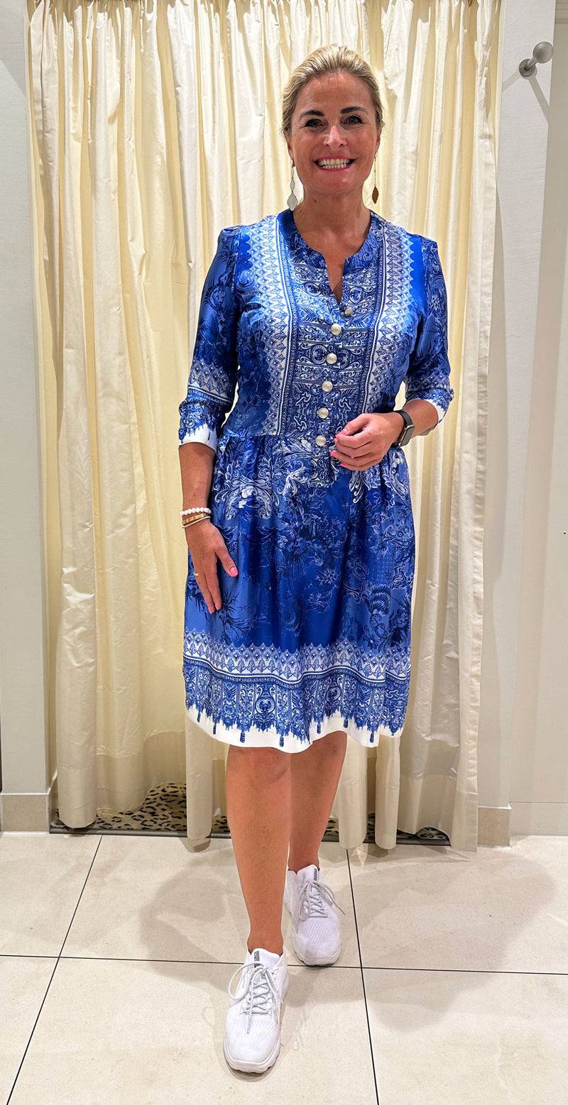 fleur Kleid Blau | Weiß Riesige Ersparnisse