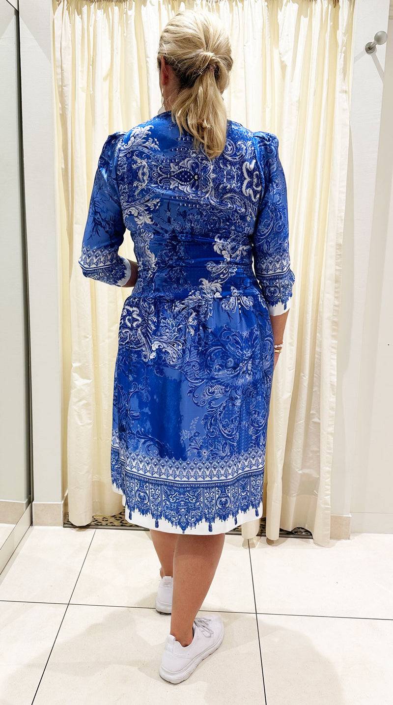 fleur Kleid Blau | Weiß Riesige Ersparnisse