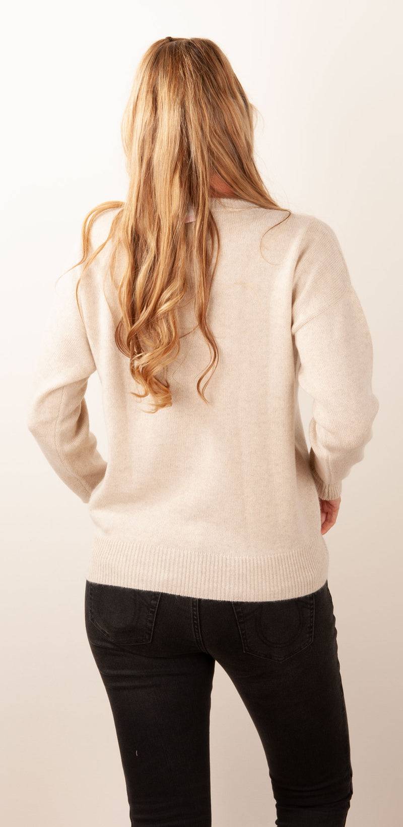 Blossom & Co. Kaschmir Pullover Melange Beige Begrenzte Freigabe