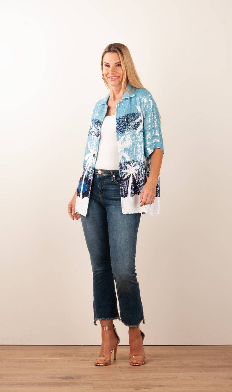 Pailletten Jacke „Gust“ Blau | Weiß Heißer Verkauf