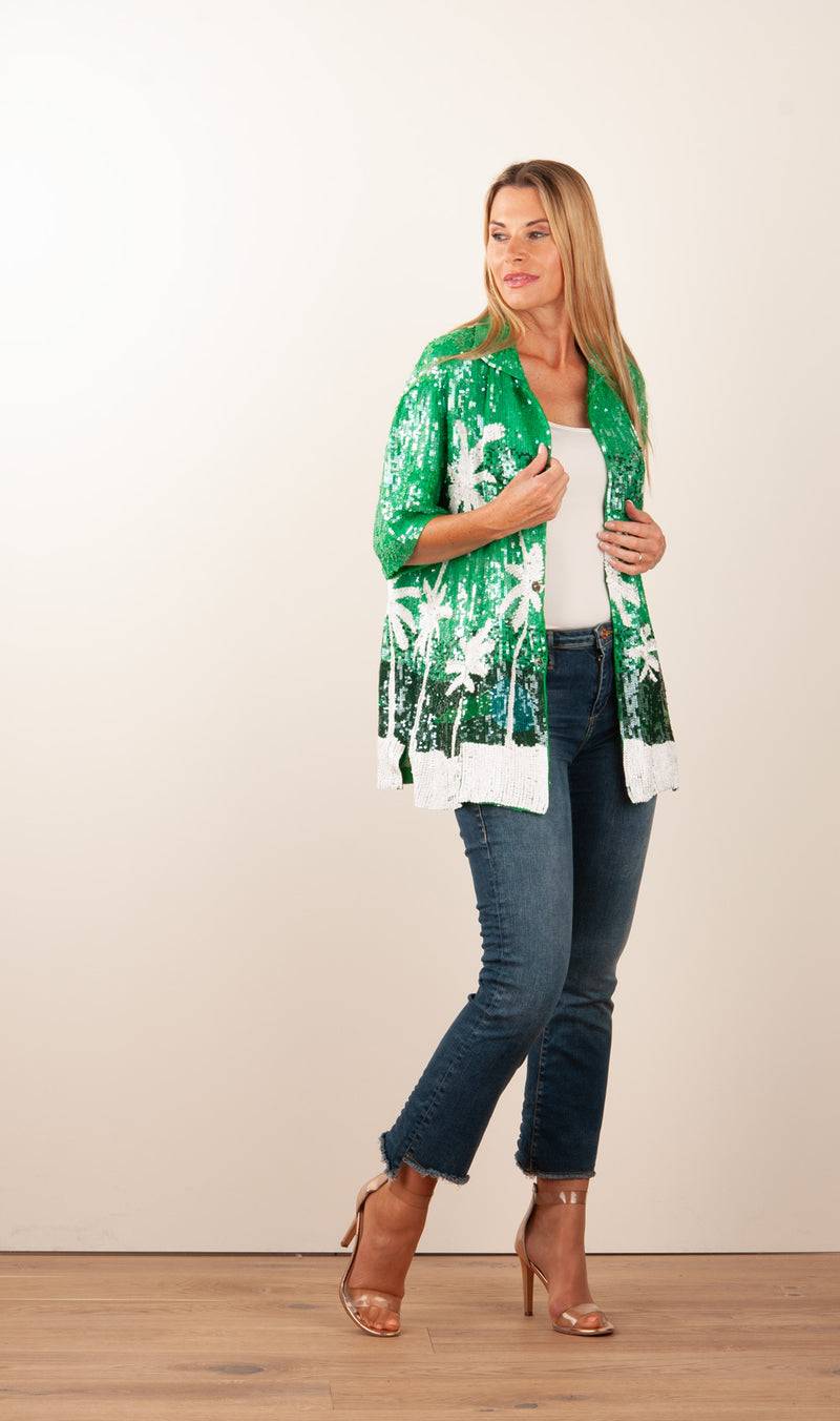 Pailletten Jacke „Gust“ Grün | Weiß Top Angebot