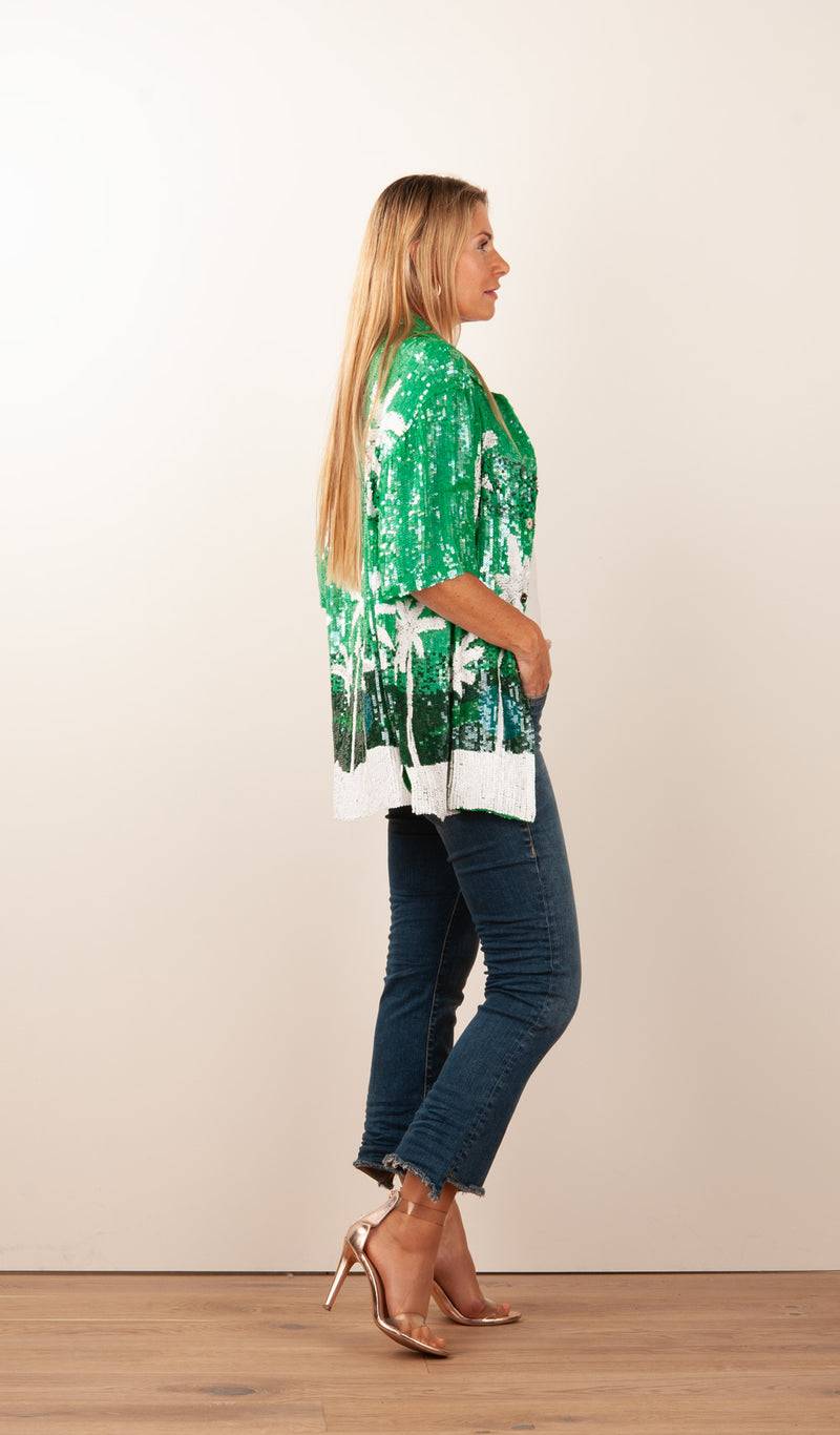 Pailletten Jacke „Gust“ Grün | Weiß Top Angebot