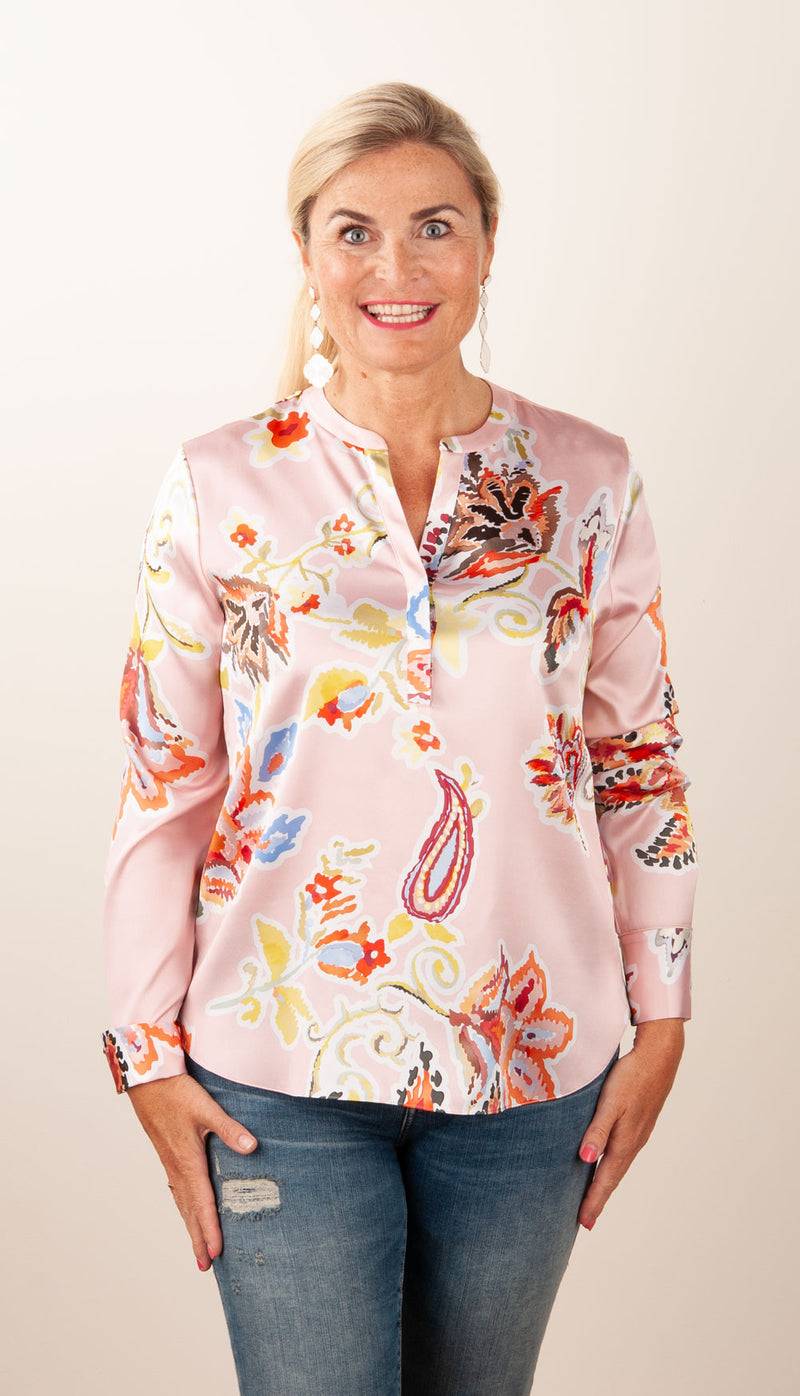 Herzensangelegenheit Seidenbluse „Paisley“ Rosa | Multicolor Riesige Rabatte