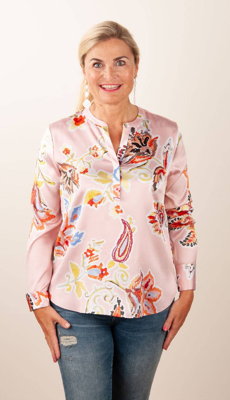 Herzensangelegenheit Seidenbluse „Paisley“ Rosa | Multicolor Riesige Rabatte