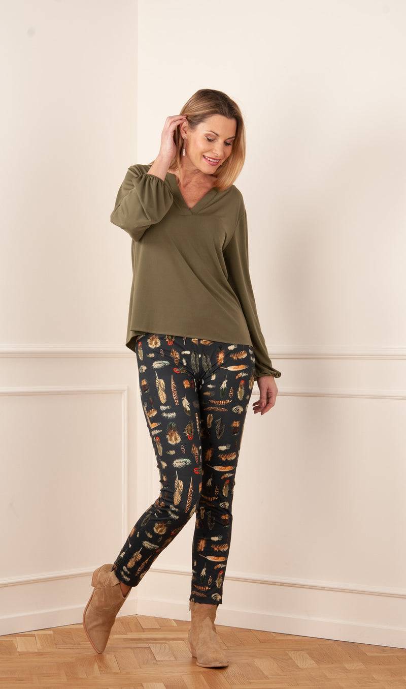 fleur Bluse Oliv Im Verkauf