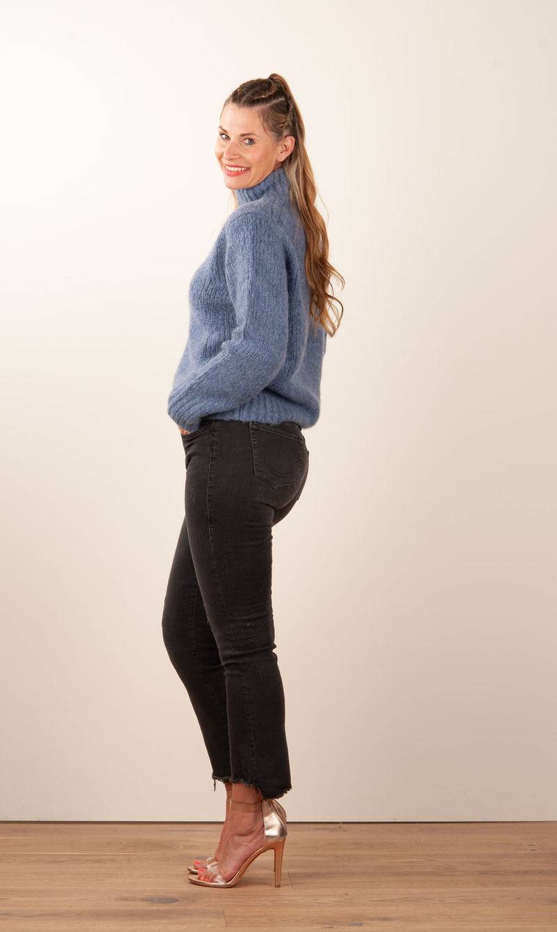 Kitted in Cashmere Kaschmir Pullover Jeansblau Wochenangebot
