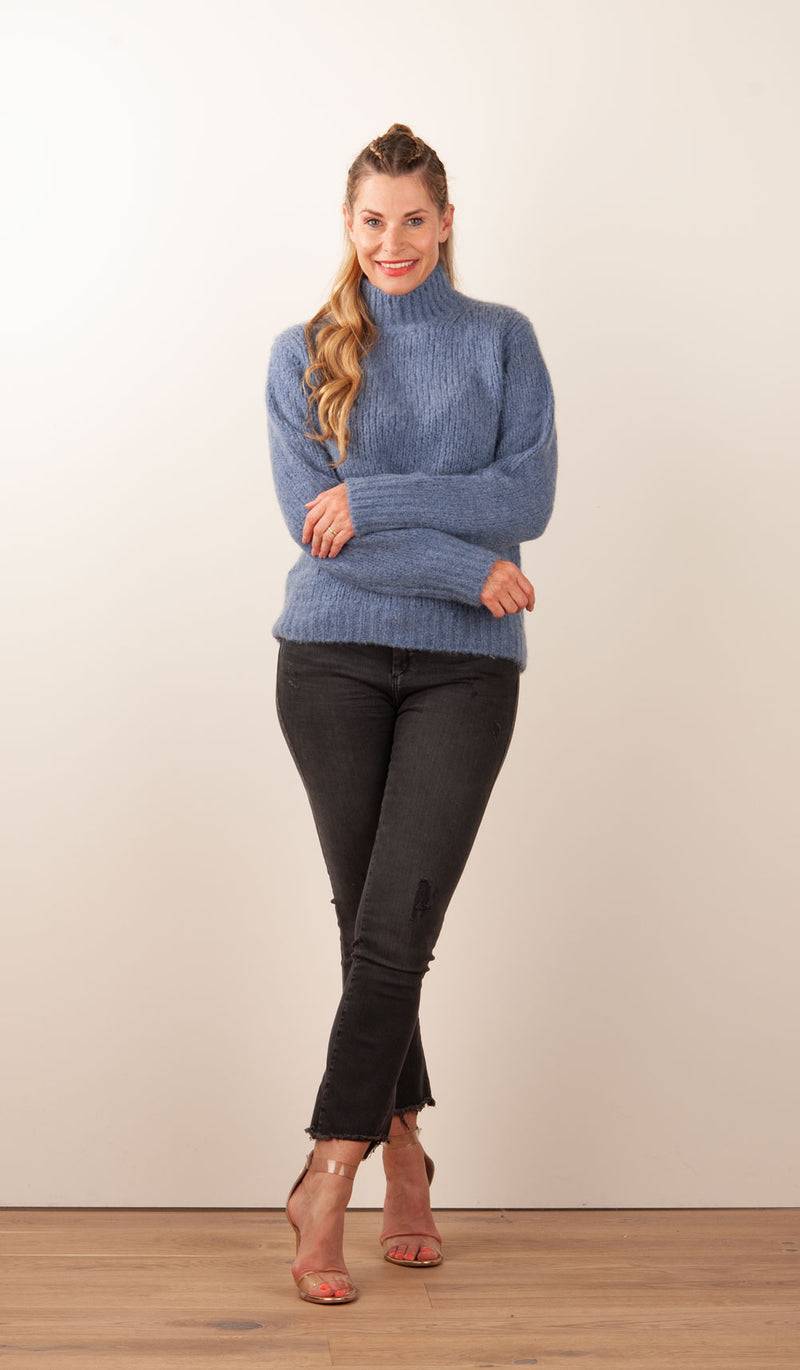 Kitted in Cashmere Kaschmir Pullover Jeansblau Wochenangebot