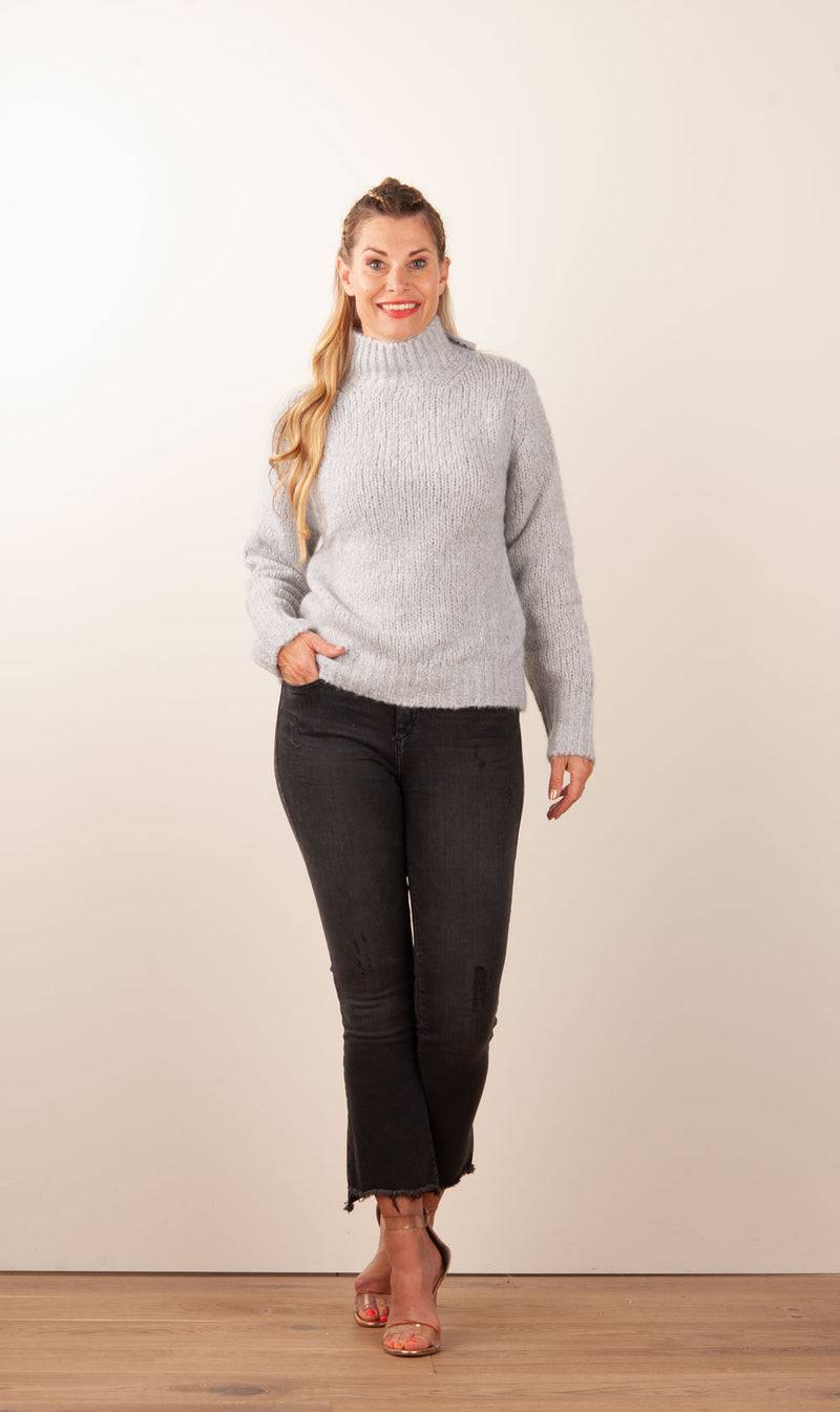 Kitted in Cashmere Kaschmir Pullover Melange Grau Kostenlose Rückgabe