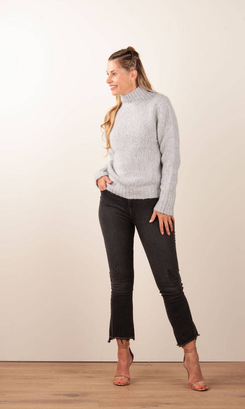 Kitted in Cashmere Kaschmir Pullover Melange Grau Kostenlose Rückgabe