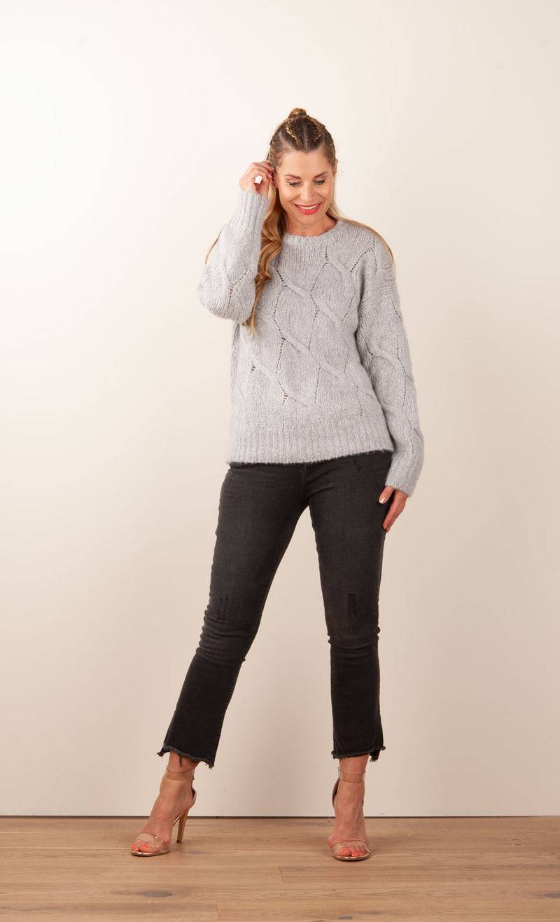 Kitted in Cashmere Kaschmir Pullover „Zopfstrick“ Grau JETZT KAUFEN